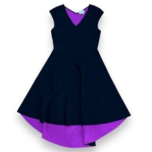Milly Black Purple High Low Dress - Size Medium